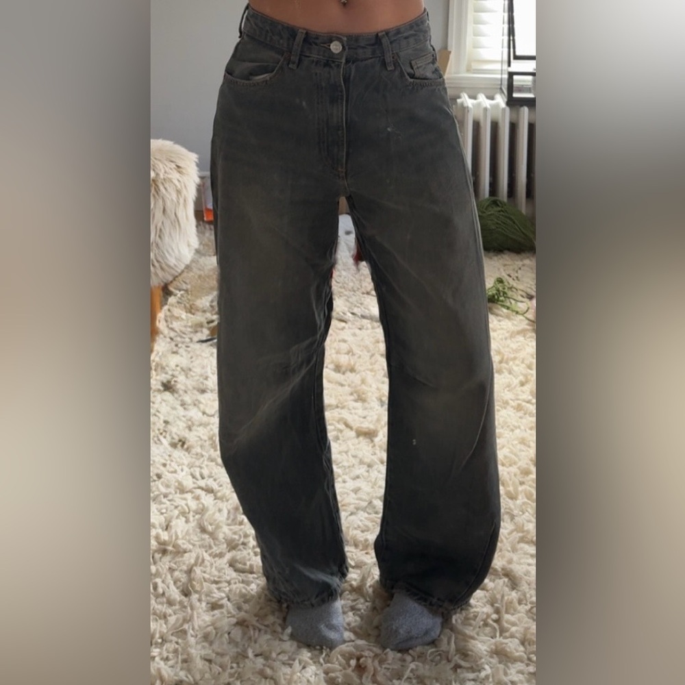 Grey Acid Wash Zara Baggy Balloon Style Denim Jeans